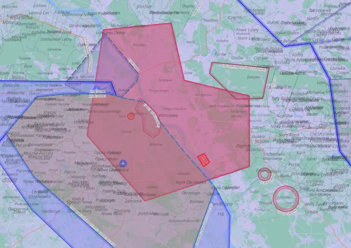 Warszawa - mapa ograniczeń